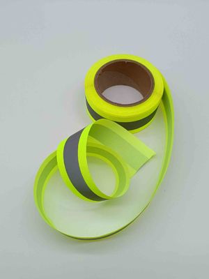 Webbing 50mm ο αντανακλαστικός φθορισμού κίτρινος αντανακλαστικός υψηλός ανοιχτός Μαύρος συνήθειας ταινιών πράσινος